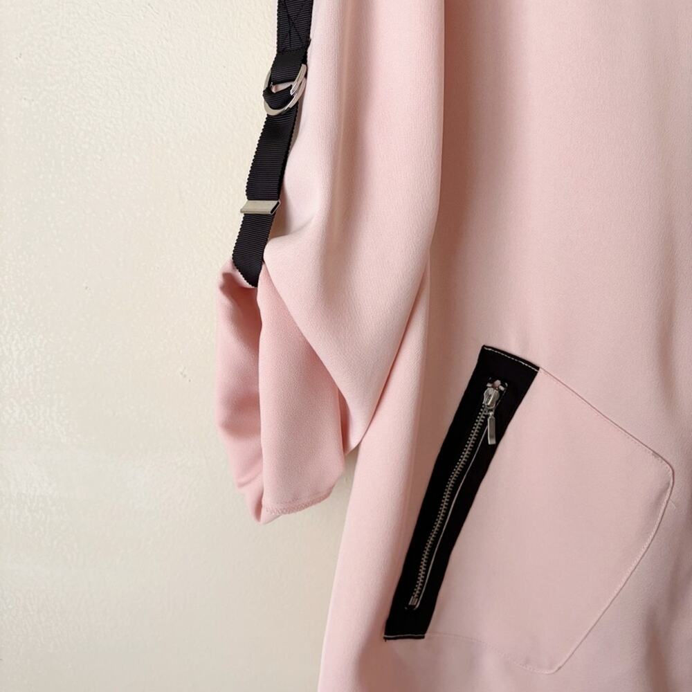Zenergy Chico’s | Oversized Bomber Jacket Full Zip Pockets Paris Pink Medium - Picture 5 of 10